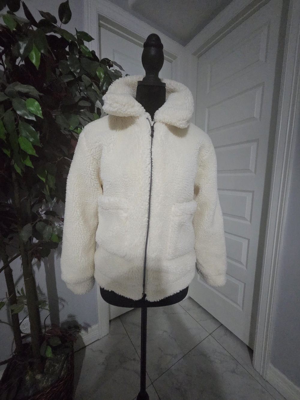 Elodie Cream Teddy Sherpa Zip-Up Jacket